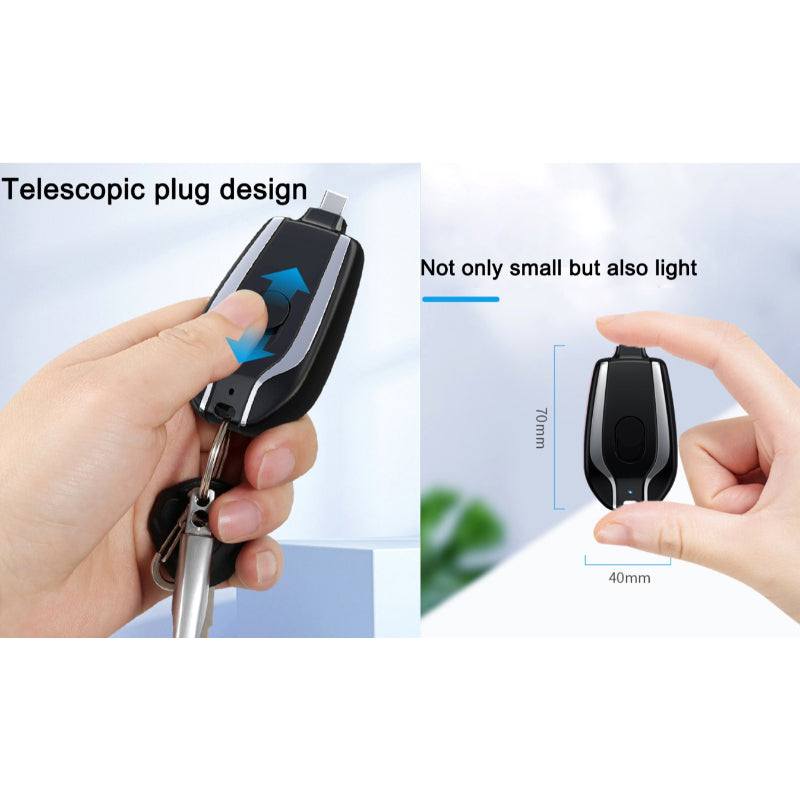 Keychain Emergency Charger With Type-C Fast Charging 1500mAH