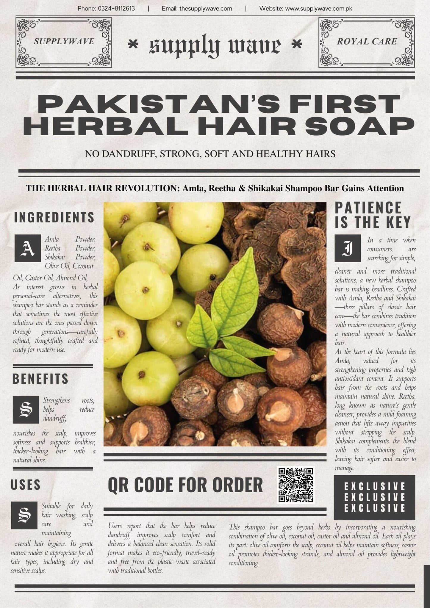 Herbal Hair Soap - Shampoo Bar (Amla, Reetha & Shikakai) | PACK OF 3